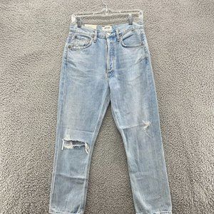 Agolde Riley Women Jeans Size 27 High Rise Straight Cropped Raw Hem W27 In26 New